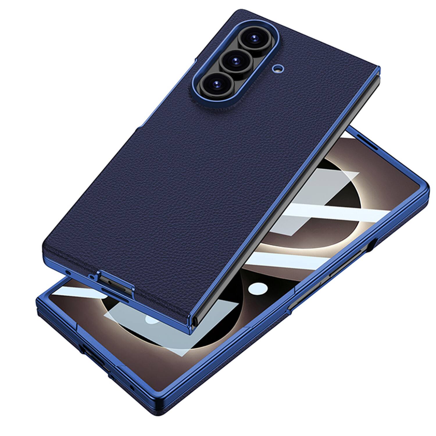 Alt View 2. Dteck - Shockproof Leather Texture Case for Samsung Galaxy Z Fold8 Ultra, Magnetic Rigid Plastic Cover Built in Screen Protector - Titaniumgray.