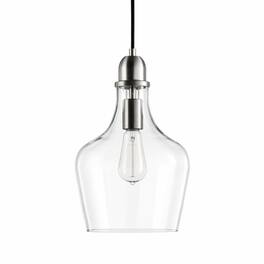 RYHNUYNE - Vintage Clear Glass Pendant Light Fixture, Hanging Ceiling Light for Kitchen Island Dining Room - Silver