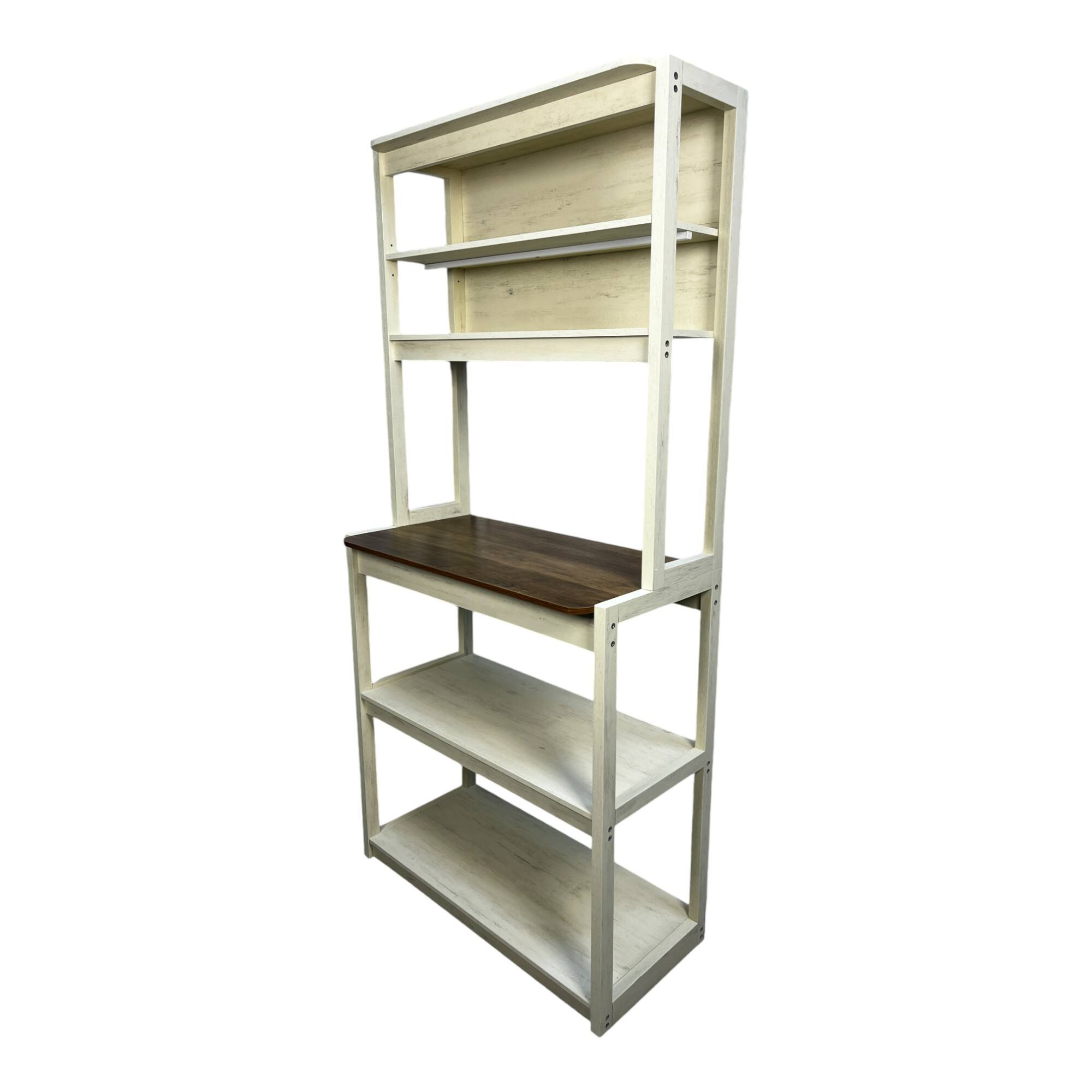 Alt View 2. ELEMENT ACE - 31.50" 5-Tier Bakers Rack for Kitchen with Storage, Coffee Bar, Kitchen Shelves, Microwave Stand - Brown+White.