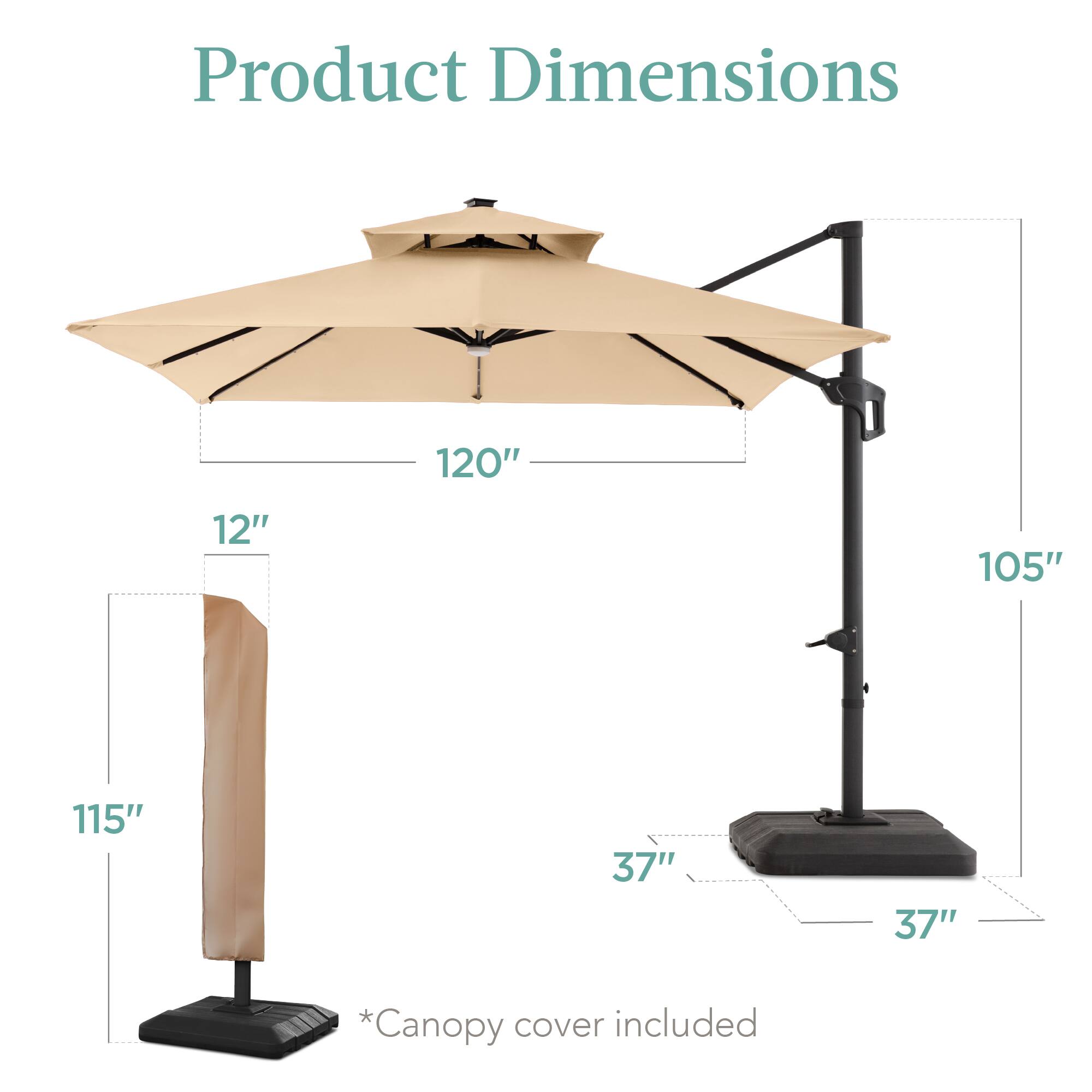 Product Dimensions: 120" x 12" x 105" x 115" x 37" x 37"  
*Canopy cover included