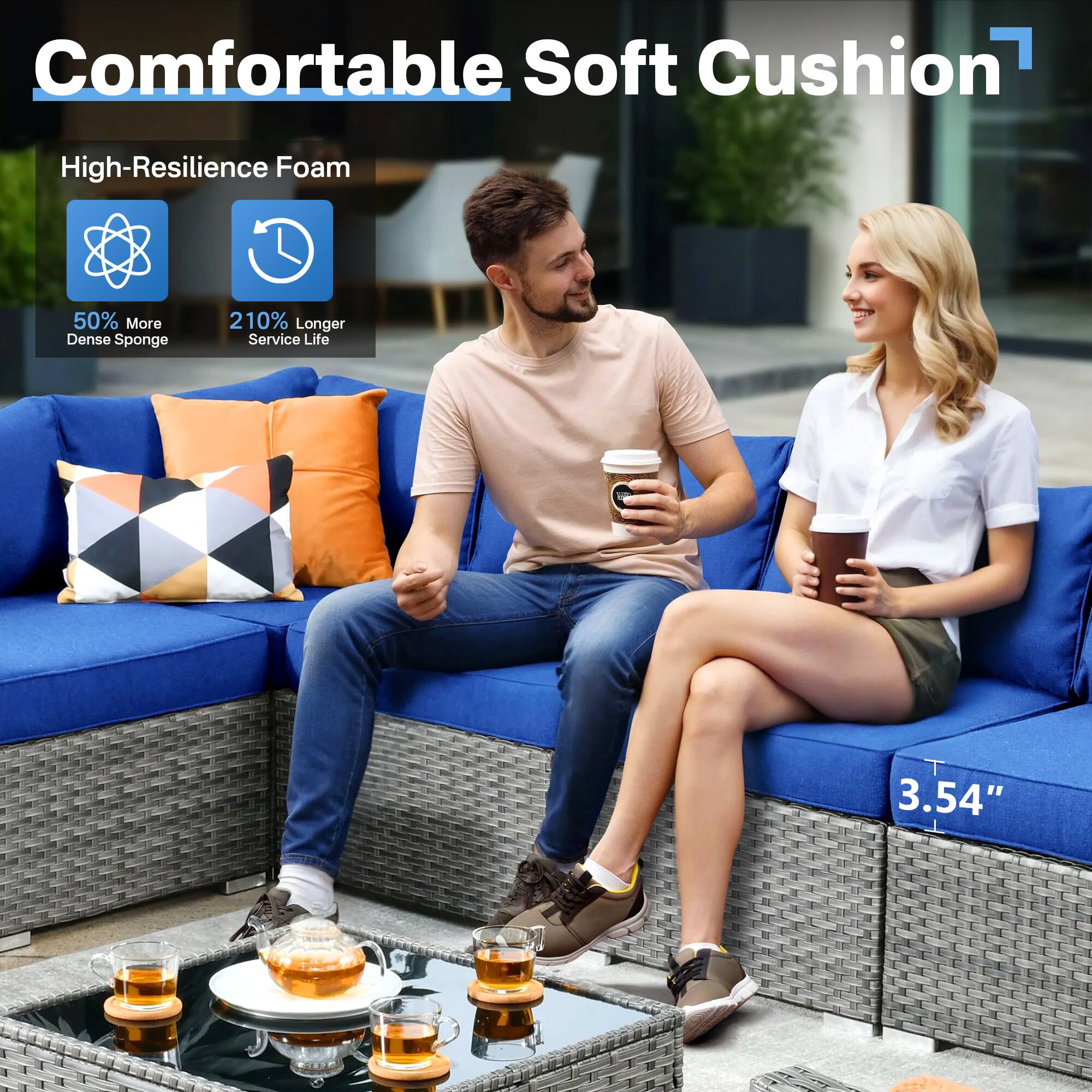 Comfortable Soft Cushion

High-Resilience Foam

50% More Dense Sponge

210% Longer Service Life

3.54"