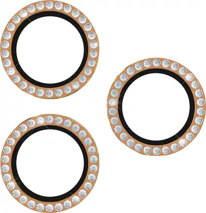 Angle. kate spade new york - Aluminum Ring Lens Protector for Apple iPhone 16 Pro and 16 Pro Max - Set in Stone Gold.