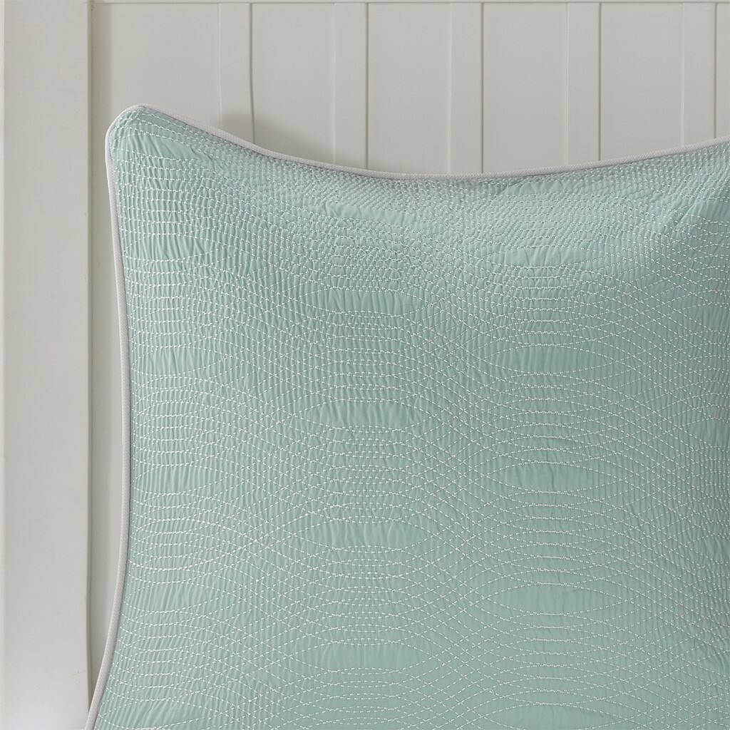 Alt View 5. Gracie Mills - Gracie Mills Douglass Coral Motif Cotton Pique Euro Sham - Aqua.