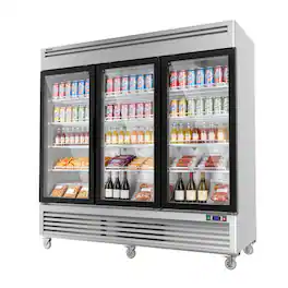Coolski - 82 in. 78.2 cu. ft. Commercial Display Refrigerator Merchandiser Beverage Cooler 3 Glass Door - Stainless Steel
