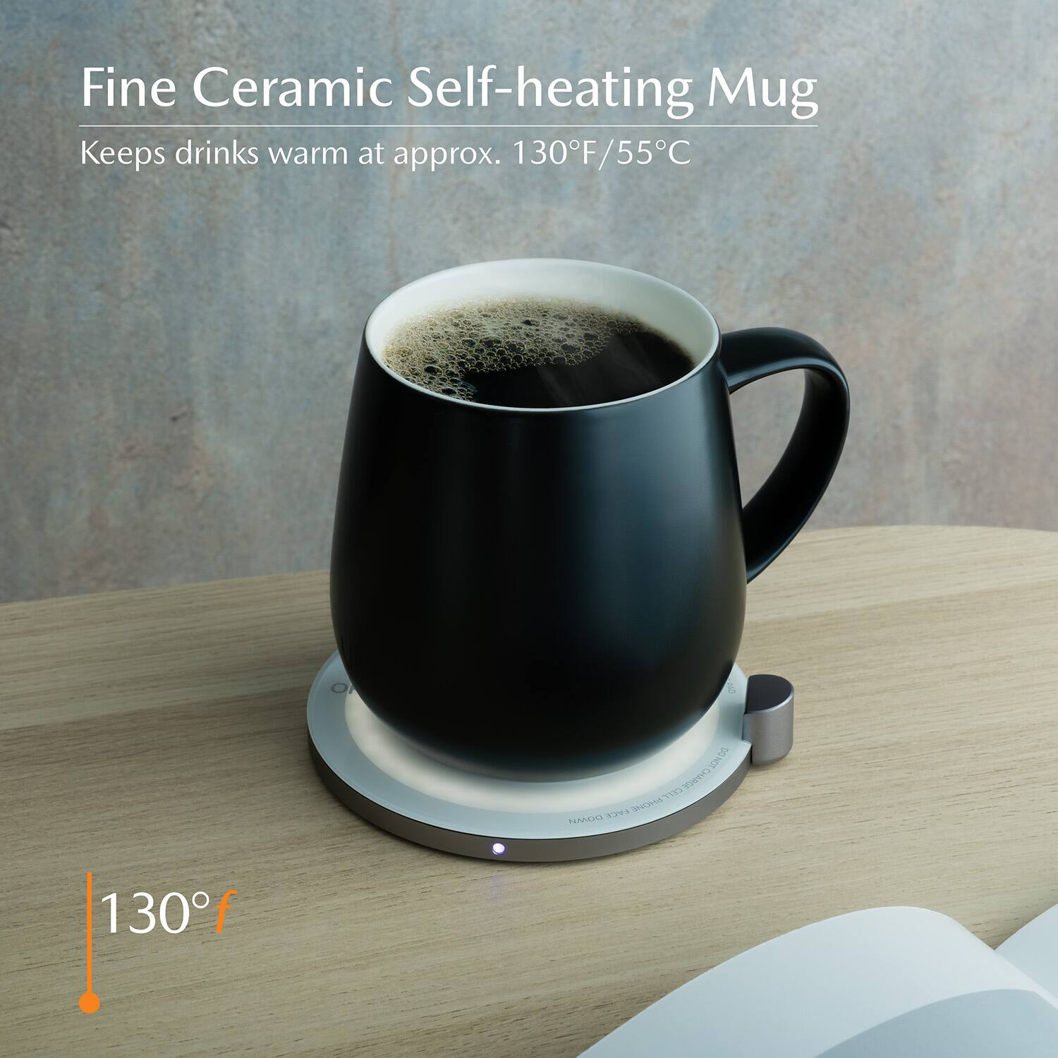 Fine Ceramic Self-heating Mug  
Keeps drinks warm at approx. 130°F/55°C