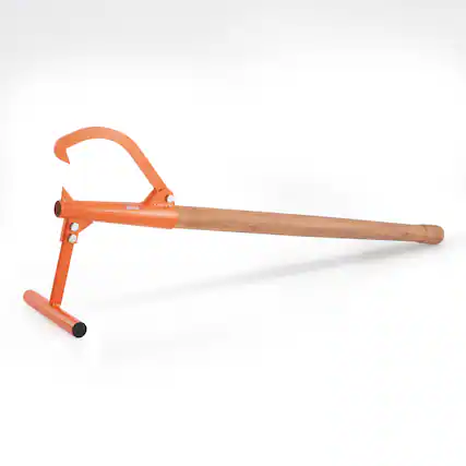 Front. VEVOR - Timberjack, 46.5 in, Heavy Duty Log Lifter with Wooden Handle, Log Roller with Adjustable Cant Hook - Orange.