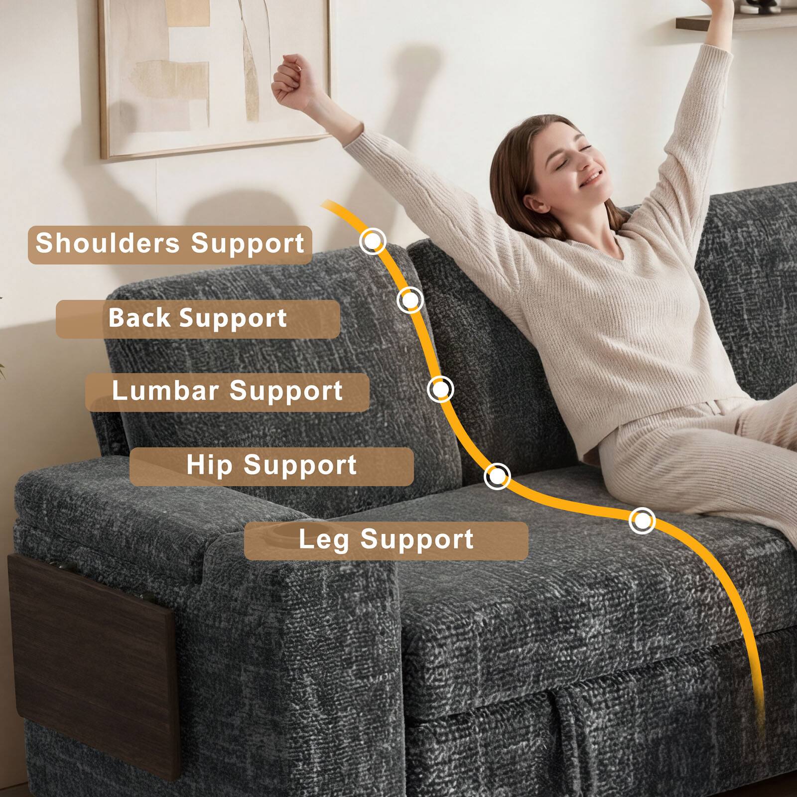 Shoulders Support  
Back Support  
Lumbar Support  
Hip Support  
Leg Support
