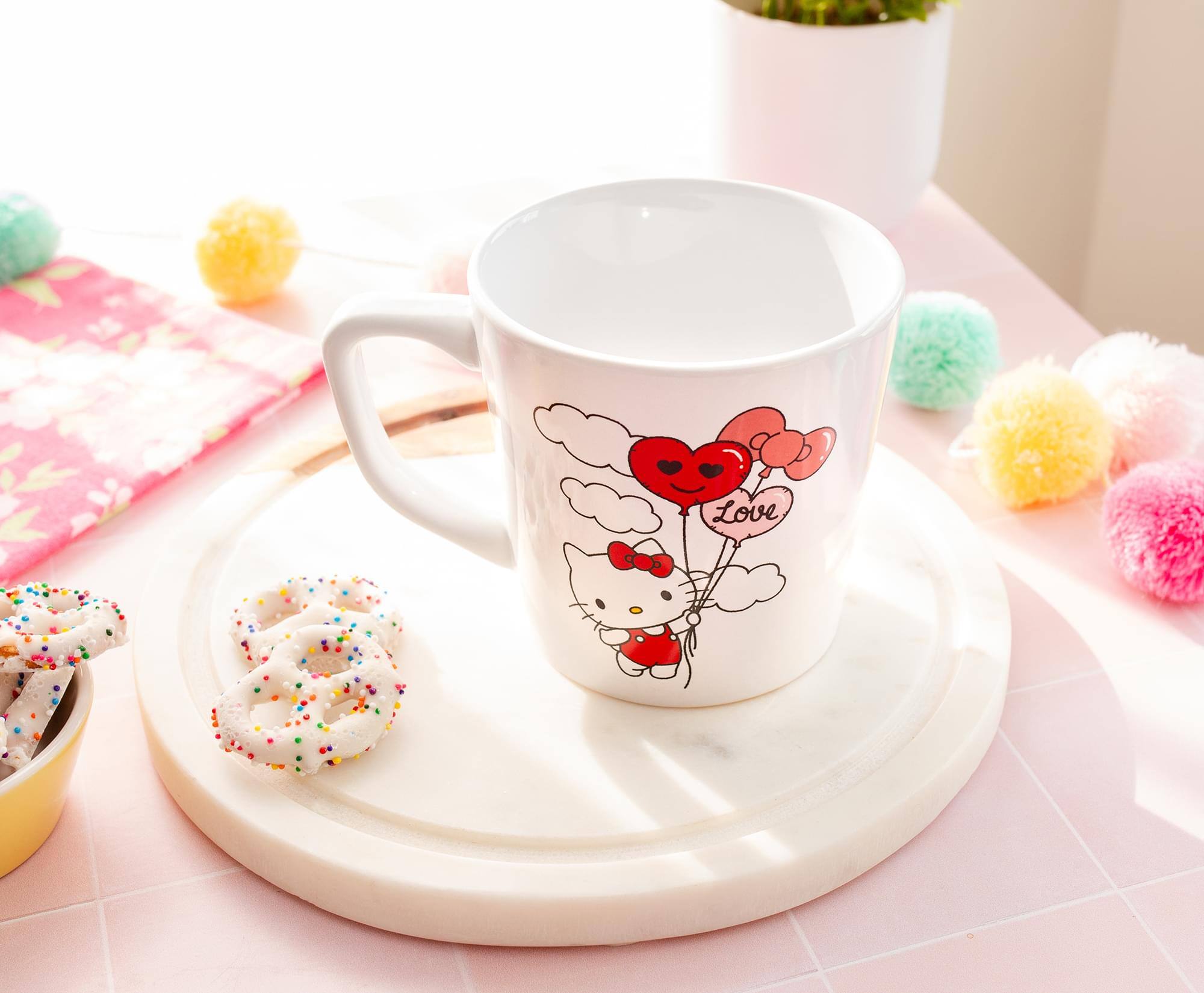 Alt View 3. Silver Buffalo - Sanrio Hello Kitty Love Balloon Wide Rim Ceramic Latte Mug | Holds 17 Ounces - White.