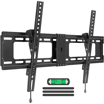 Front. Dazzed Corner - Low Profile Tilt TV Wall Mount 37–82", Space Saving, VESA 600x400 - Black.