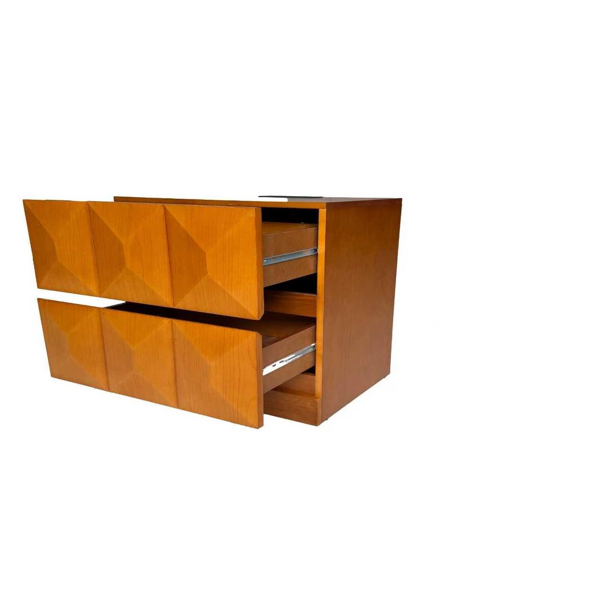 Alt View 3. Loheer - Loheer Charging Station Nightstand, Natural Wood, Two Drawer Bedside Table - Natural Wood.