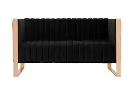 Manhattan Comfort - Trillium Mid-Century Modern 57" Velvet Loveseat - Black