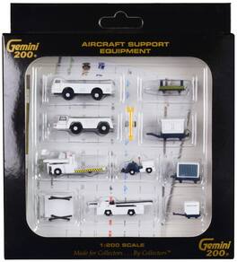 Airport Support Equipment Set of 10 pieces "Gemini 200" Series Diecast Models by GeminiJets - White, Black