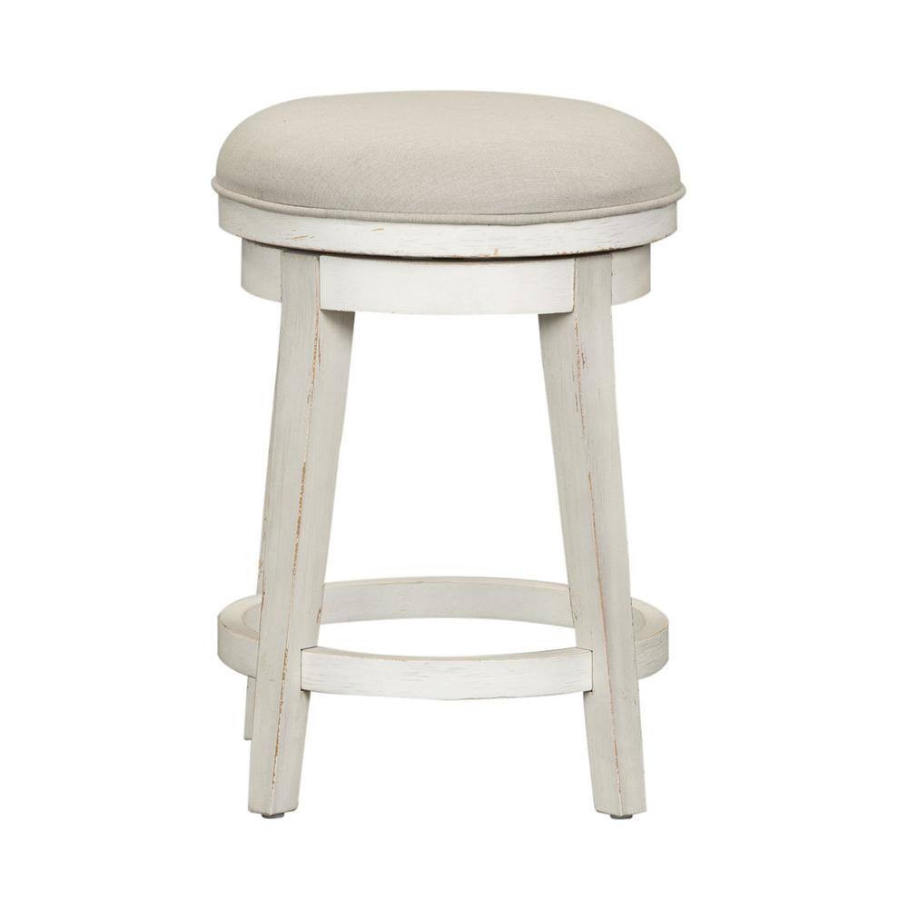 Left. Liberty Furniture Industries - Modern Farmhouse Console Swivel Stool in Flea Market White w/ Heavy Distressing - White.