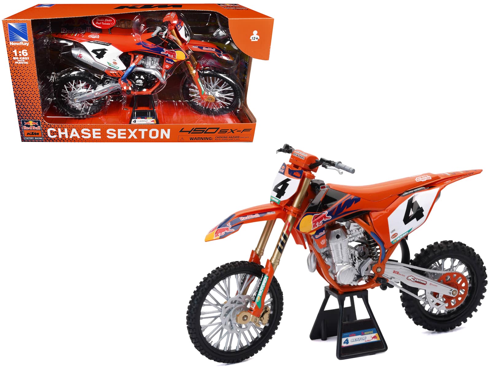 "KTM 450 SX-F #4 Chase Sexton ""Red Bull KTM Factory Racing"" Supercross 1/6 Diecast Model by New Ray" price history on PriceWatchPro