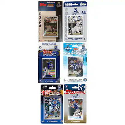 - Royals Team Set 2008 Topps
- Royals Team Set 2012 Topps Baseball
- Royals Team Set 2016 Topps Baseball
- Royals Team Set 2018 Topps Baseball
- Royals Team Set 2019 Topps Baseball
Each set includes 17 team cards.