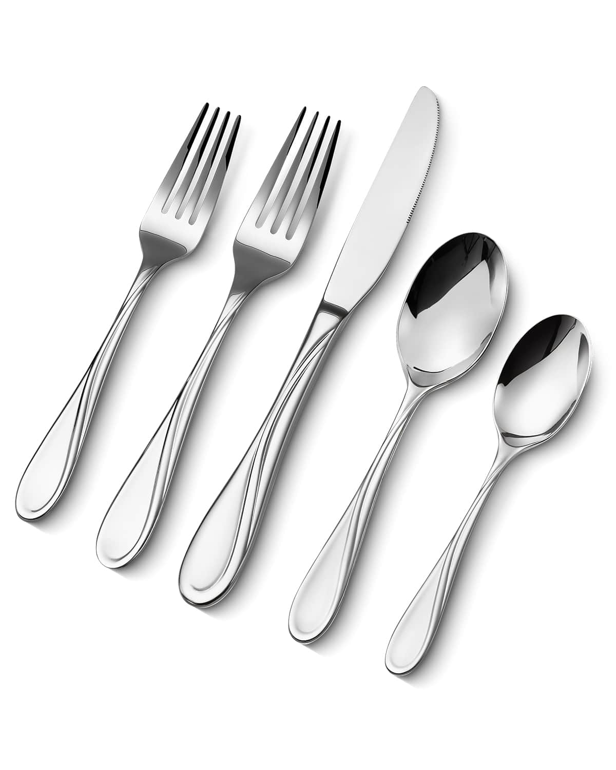 Front. VEVOR - 30-Piece Silverware Set, Food-Grade Stainless Steel Flatware Utensils, Mirror Finished Cutlery Set - Stainless steel.