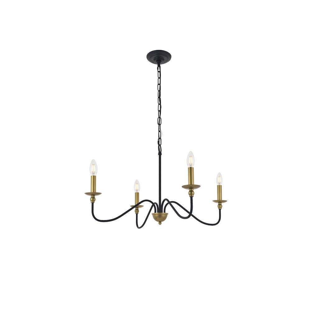 Alt View 4. Living District - Rohan 4 Light Matte Black And Brass Pendant - Matte Black And Brass.