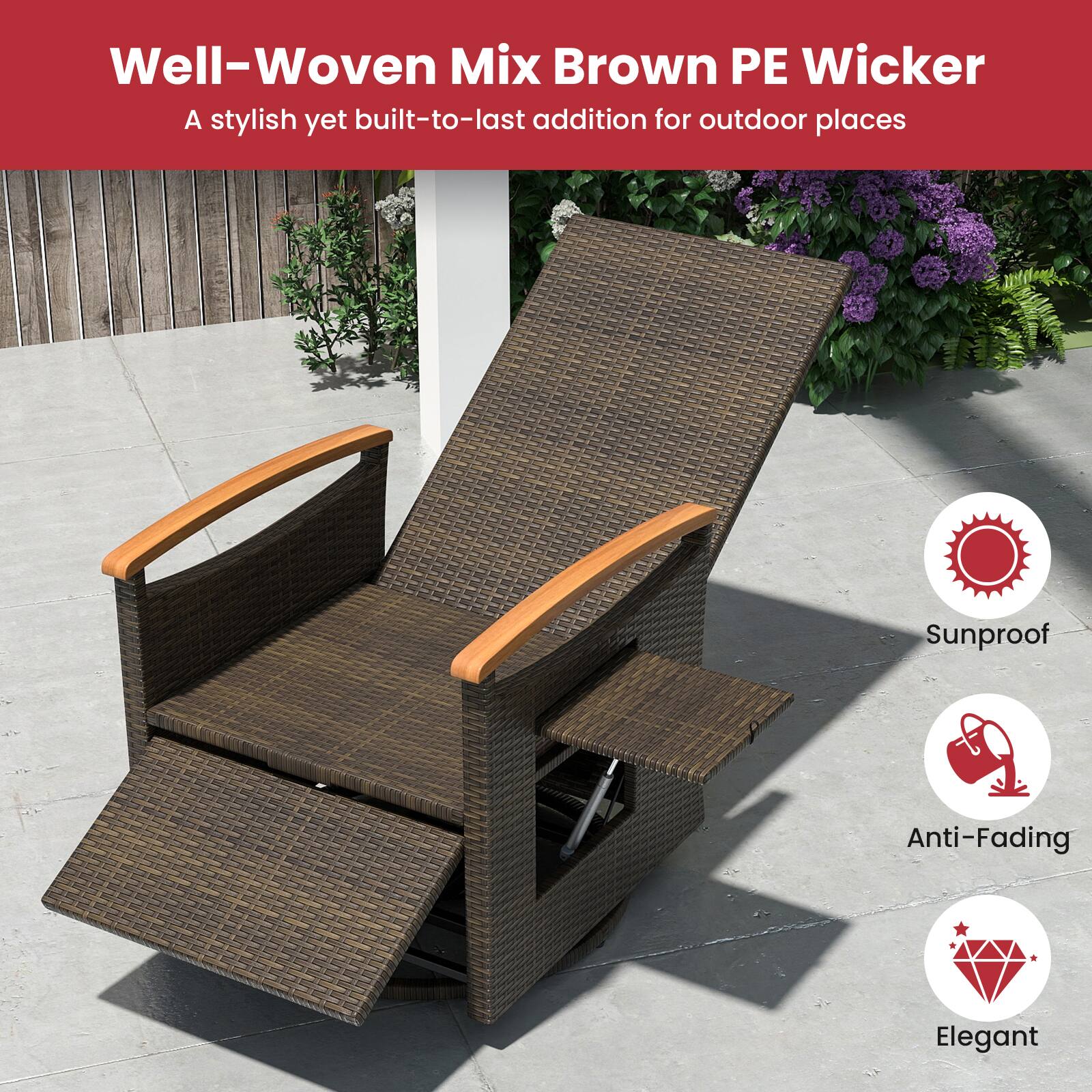 Well-Woven Mix Brown PE Wicker  
A stylish yet built-to-last addition for outdoor places  

- Sunproof  
- Anti-Fading  
- Elegant