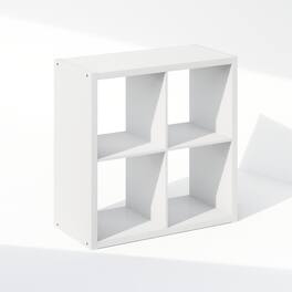 Furinno - Cubic Open Back Multipurpose Clothing & Closet Storage Organizer Shelf, 4-Cube - White