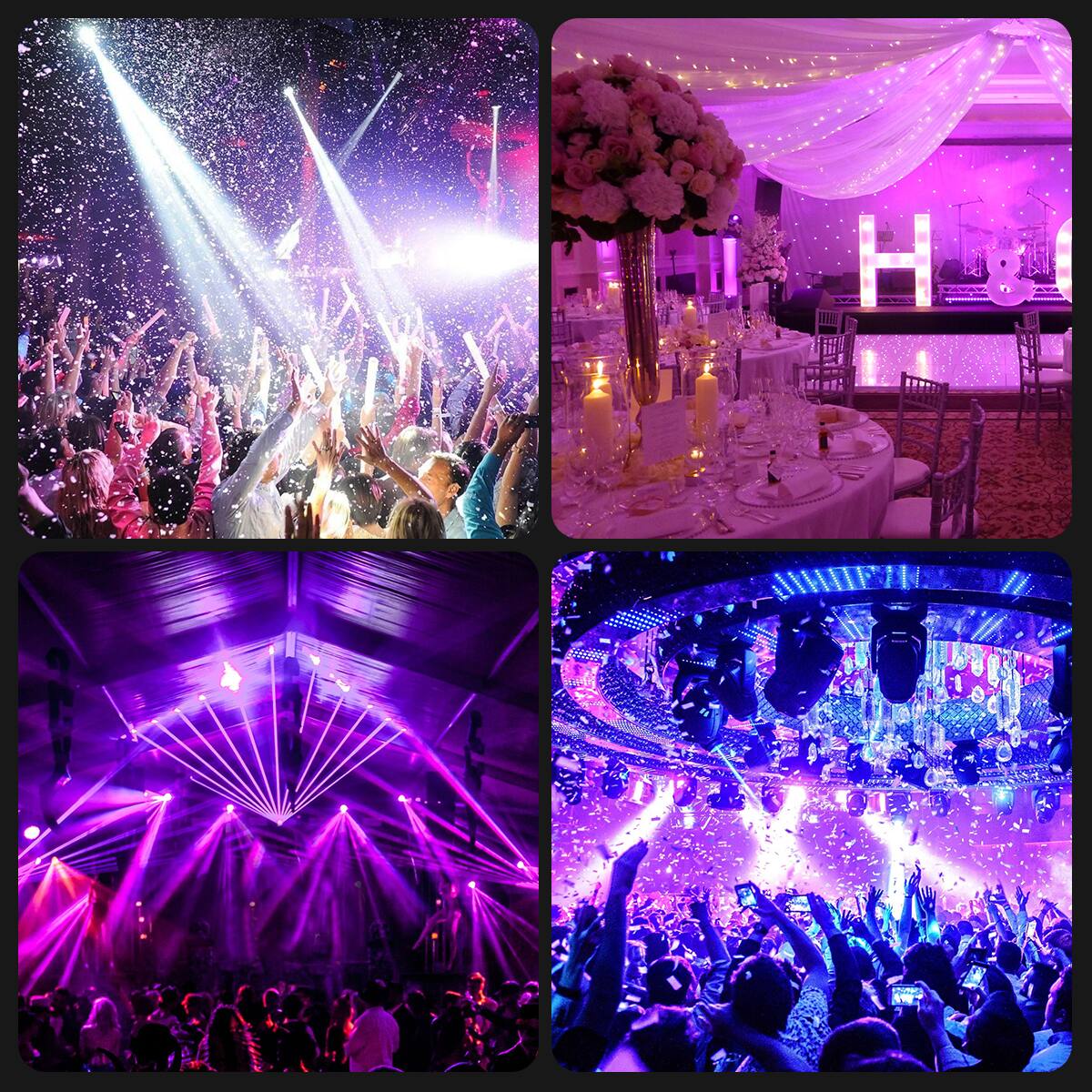 Alt View 3. Topteng - 4 Packs 360W RGBW Zoom Moving Head -36x10W 4-in-1 LED Wash Light, DMX512 Control, 540° Pan/265° Tilt, for Stage DJ Party.