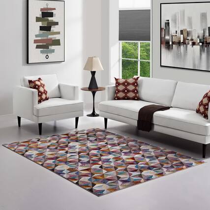 Front. Modway - Arisa Geometric Hexagon Mosaic Area Rug - Multicolored.