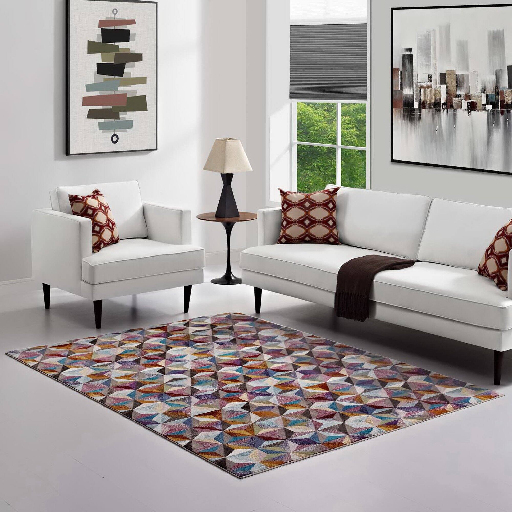 Front. Modway - Arisa Geometric Hexagon Mosaic Area Rug - Multicolored.