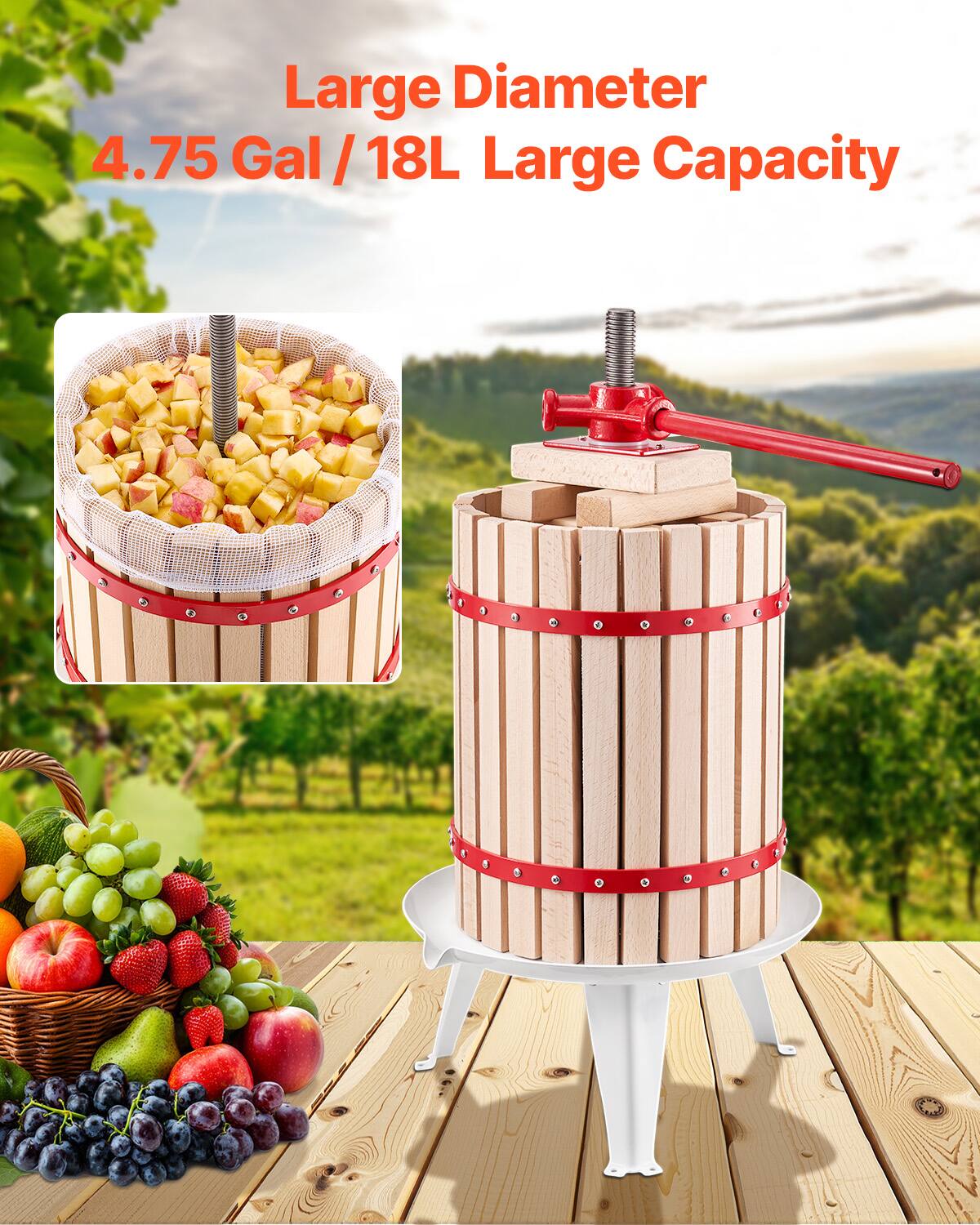 Large Diameter  
4.75 Gal / 18L  
Large Capacity