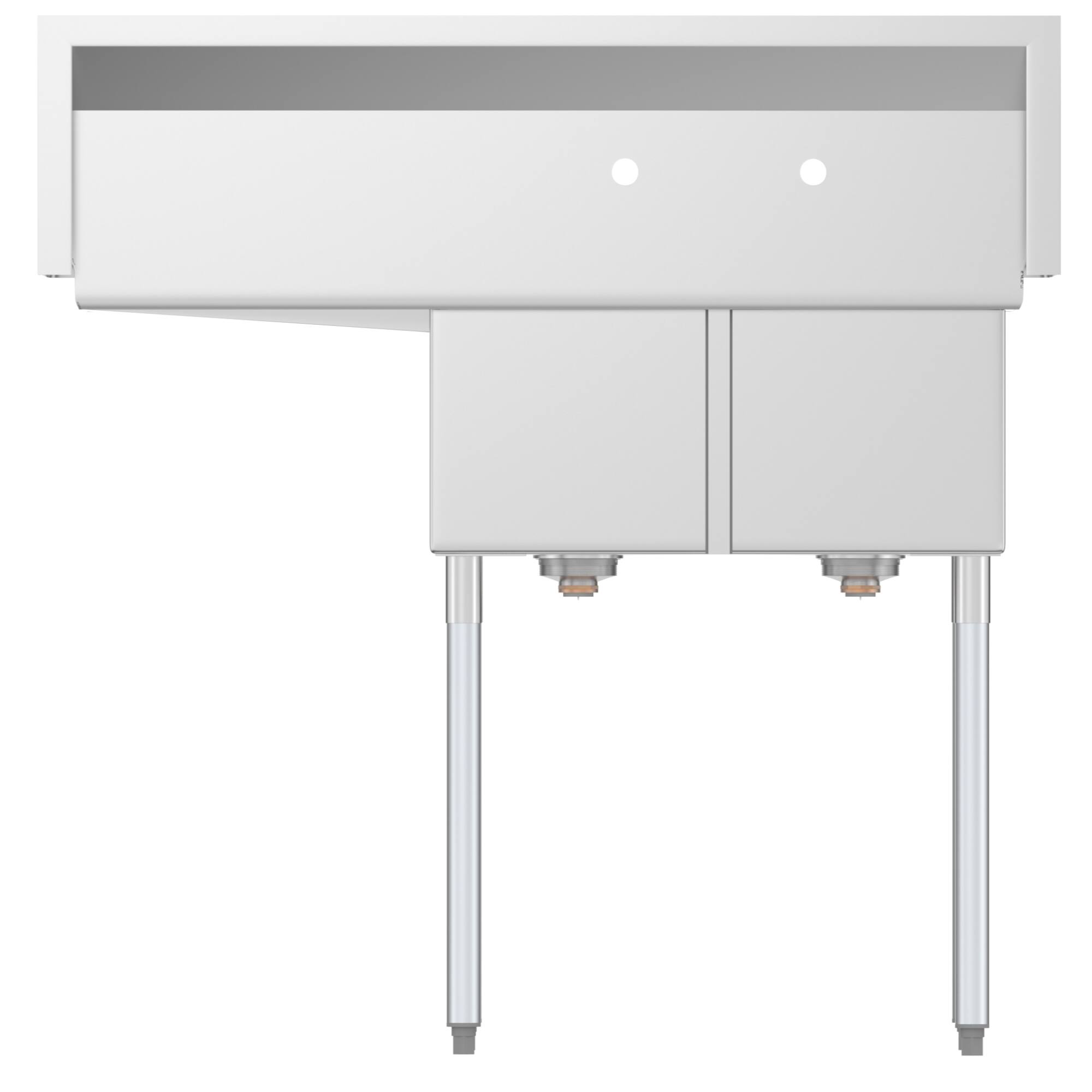 Alt View 4. Koolmore - 43 in. Two Compartment Stainless Steel  Sink with Drainboard, Bowl Size 12"x 16"x 10" SB121610-16R3 - Stainless Steel.