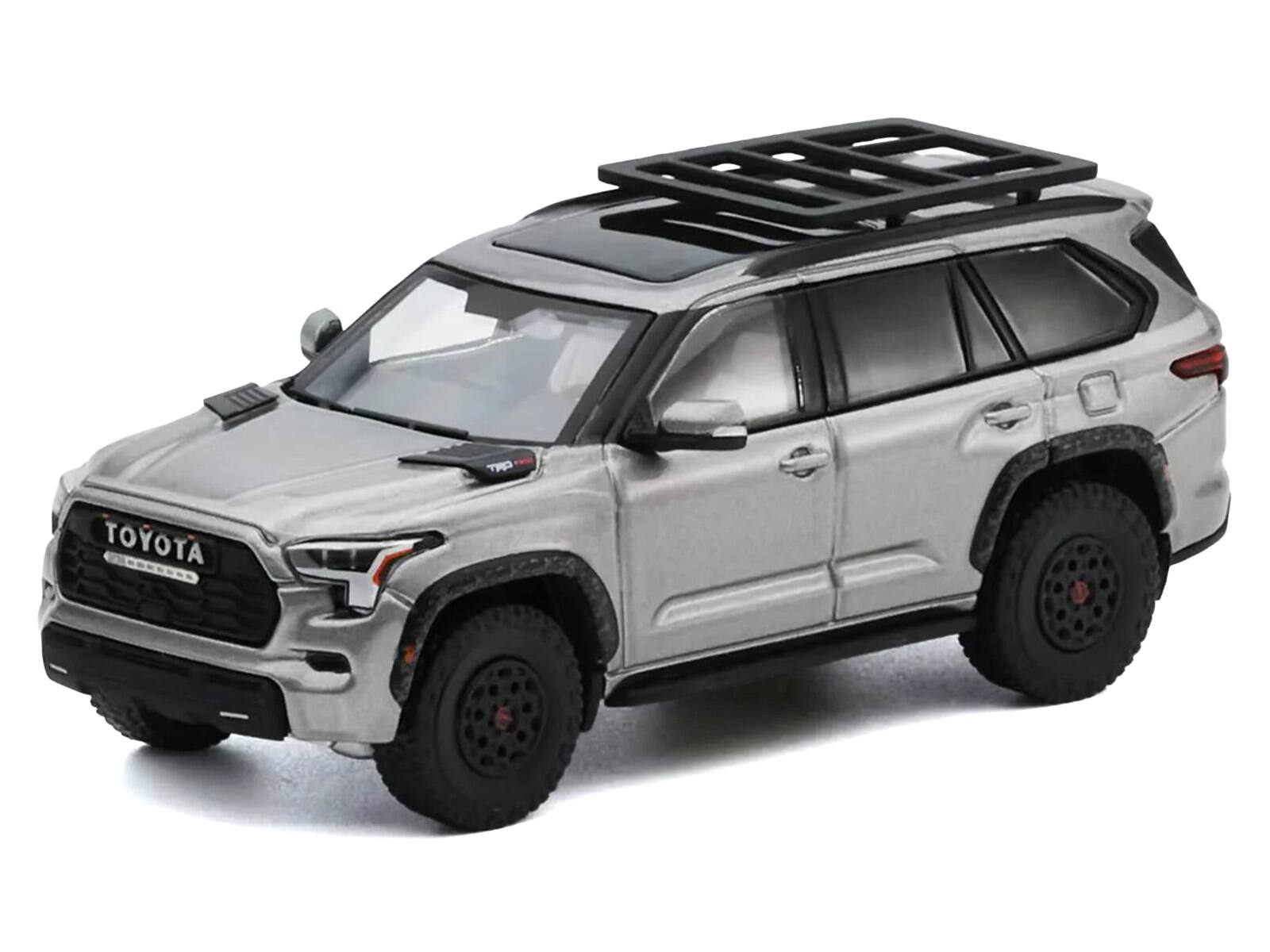 Alt View 3. GCD - Toyota Sequoia TRD PRO Silver Metallic with Roof Rack 1/64 Diecast Model Car by GCD.