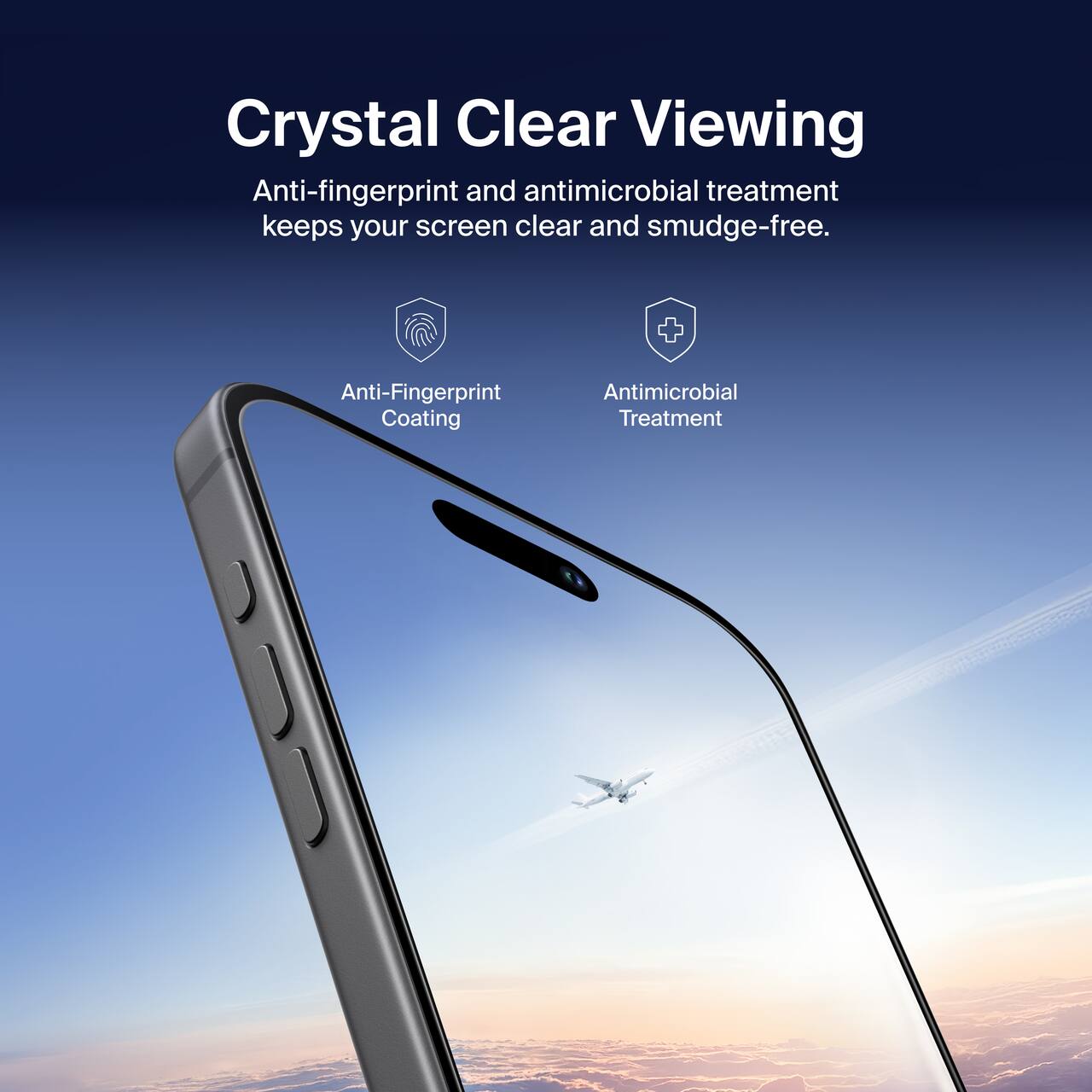 Crystal Clear Viewing

Anti-fingerprint and antimicrobial treatment keeps your screen clear and smudge-free.

Anti-Fingerprint Coating

Antimicrobial Treatment