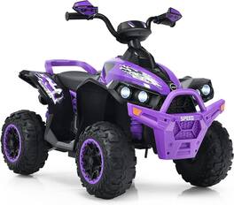 Costway - Kids Ride on ATV 12V 4 Wheeler Quad Toy Vehicle with LED Lights - Purple