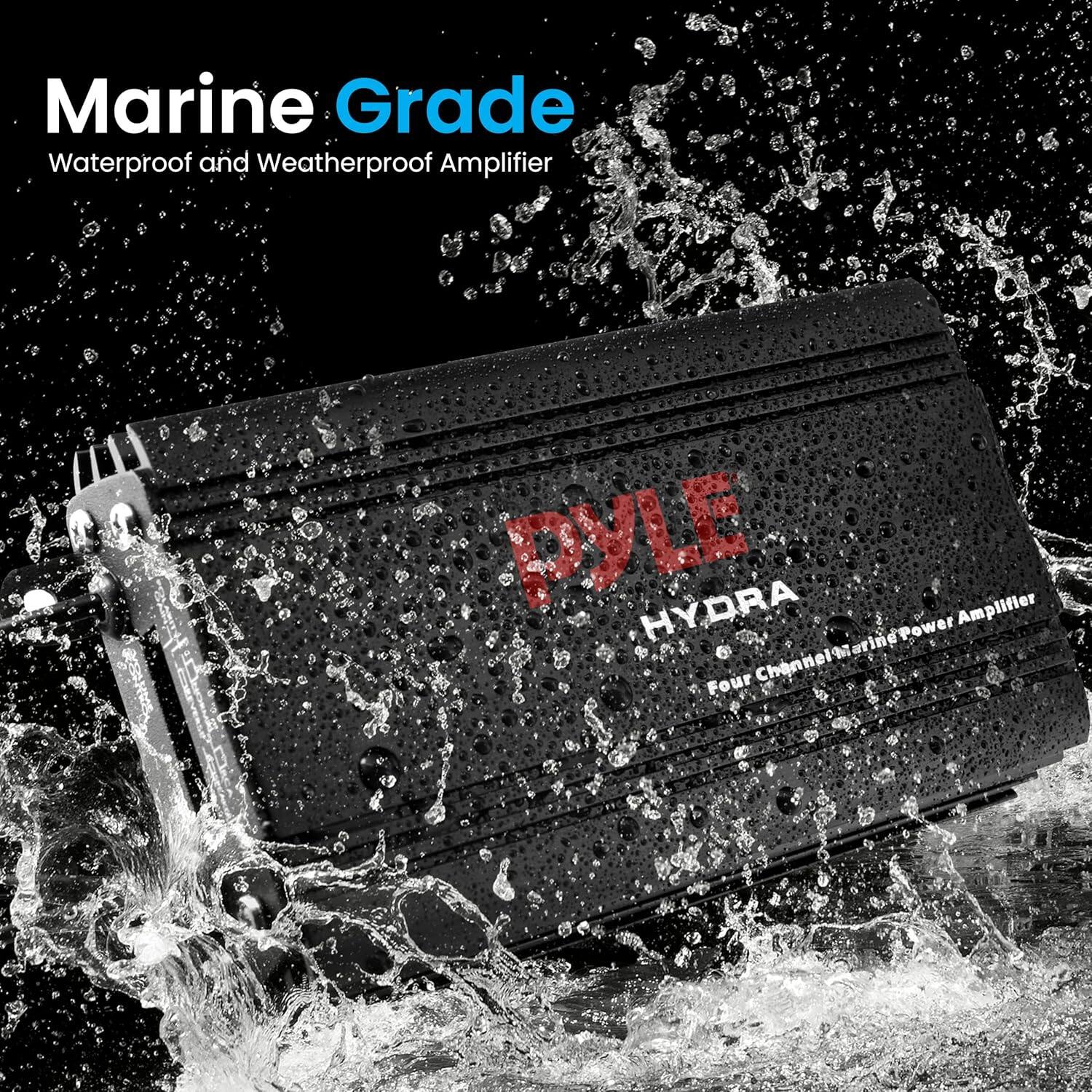 Marine Grade  
Waterproof and Weatherproof Amplifier  

PYLE HYDRA  
Four Channel Marine Power Amplifier