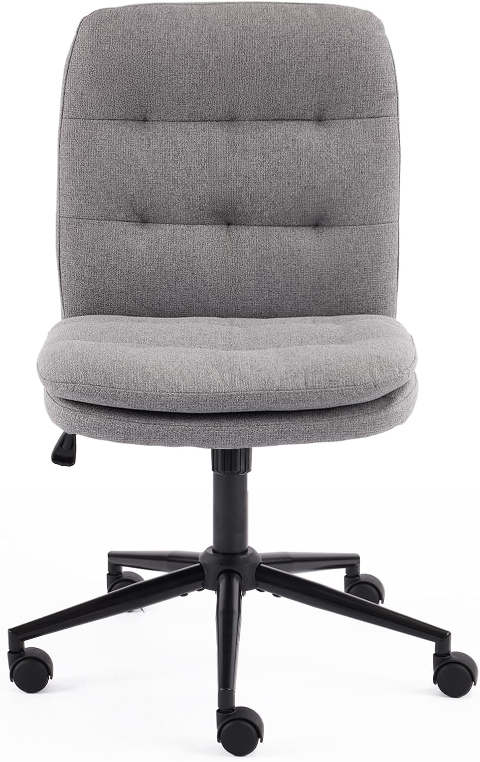 Alt View 8. Winado - Mid Back Armless Rolling Cross Legged Chair Wheels 360° Swivel Adjustable Height for Computer Office Desk Makeup Chair - Dark Grey.