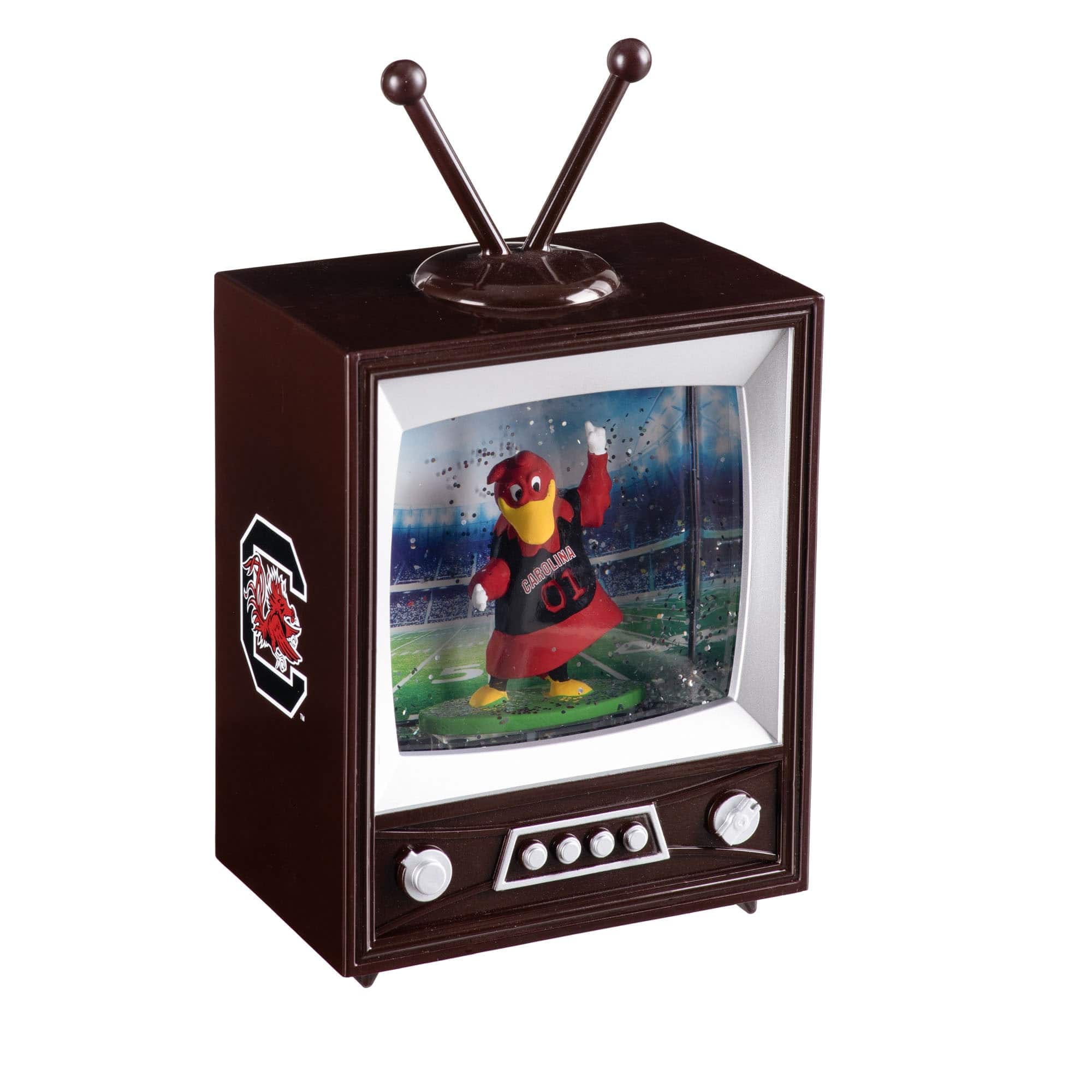 Evergreen Enterprises - South Carolina Gamecocks 8" Vintage TV Water Globe Lantern with Mascot - Brown