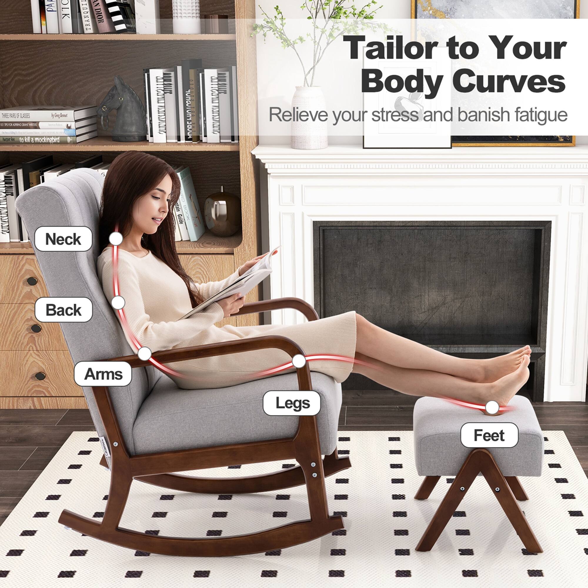 Tailor to Your Body Curves  
Relieve your stress and banish fatigue  

Neck  
Back  
Arms  
Legs  
Feet