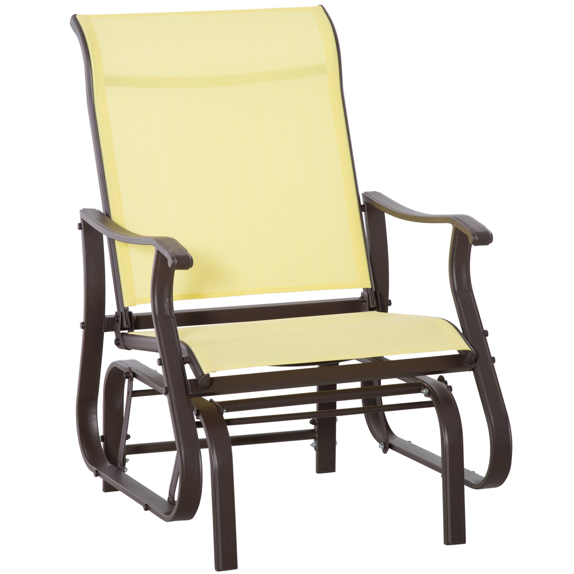 Front. Outsunny - Outdoor Glider Chair, Gliders for Outside Patio with Steel Frame and Mesh Fabric for Backyard, Garden, and Porch - Beige.