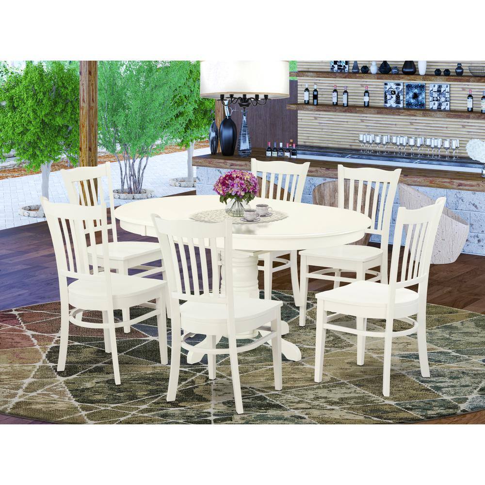 Left. East West Furniture - Dining Room Set Linen White - Brown.