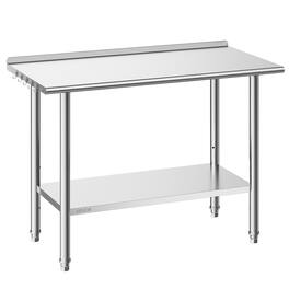 VEVOR - Stainless Steel Work Table, 24x48 Inch Food Prep Table with Backsplash, Commercial Kitchen Workstation - Silver