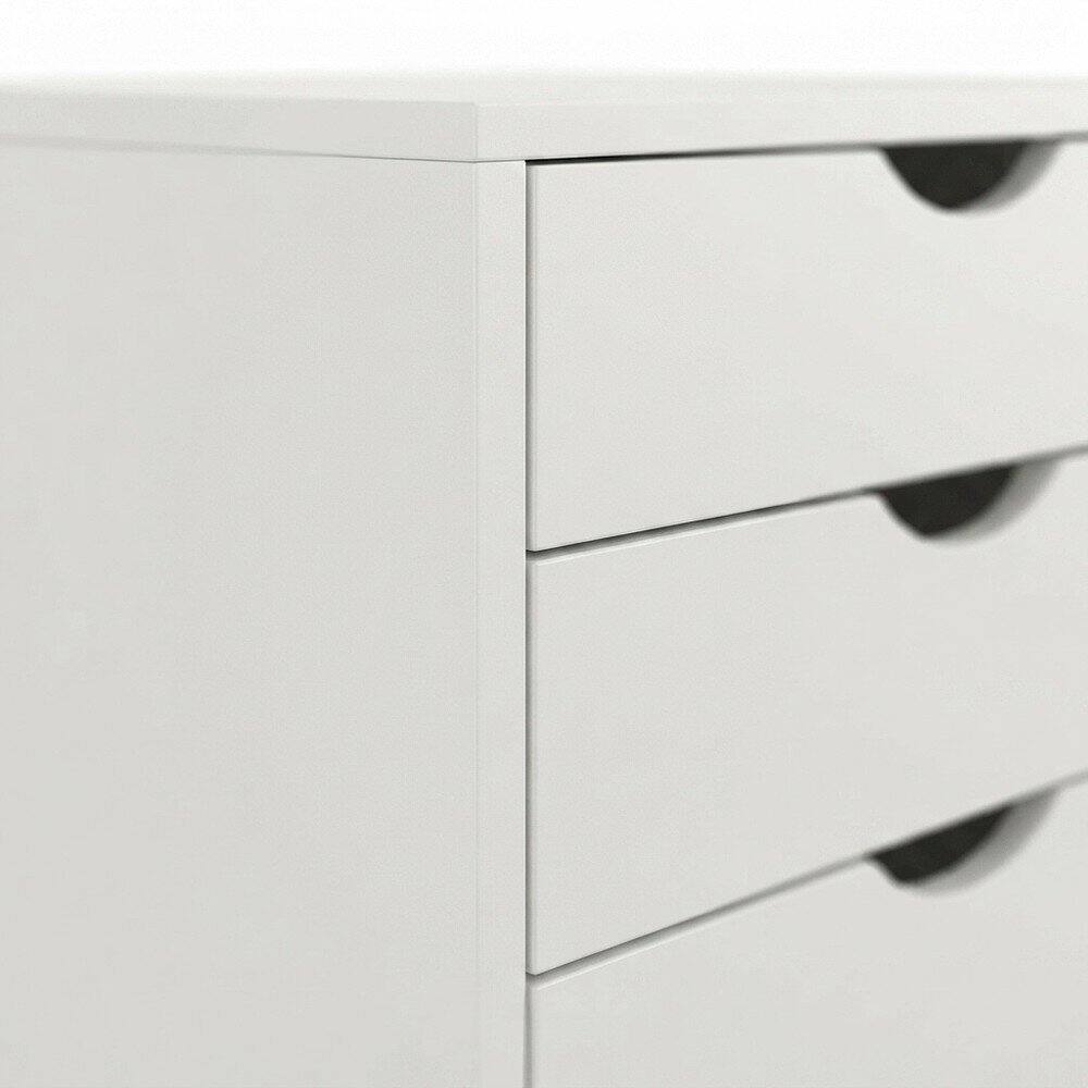 Angle. FurniFact - Composite Wood Rolling Storage Cabinet with Easy-Glide Drawers on Casters - White.