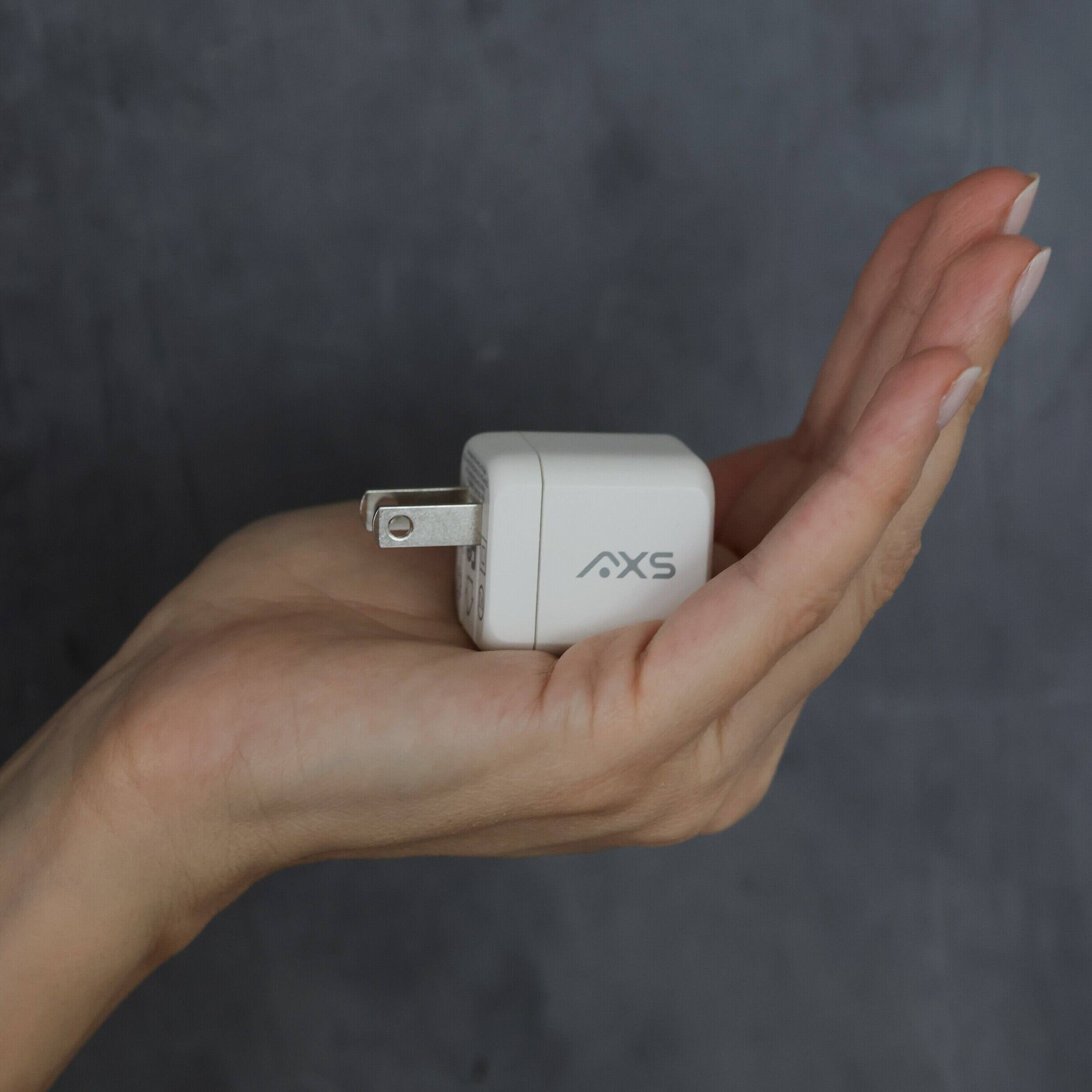 Angle. AXS - 20W PROCharge USB-C PD GaN Wall Charger - White.