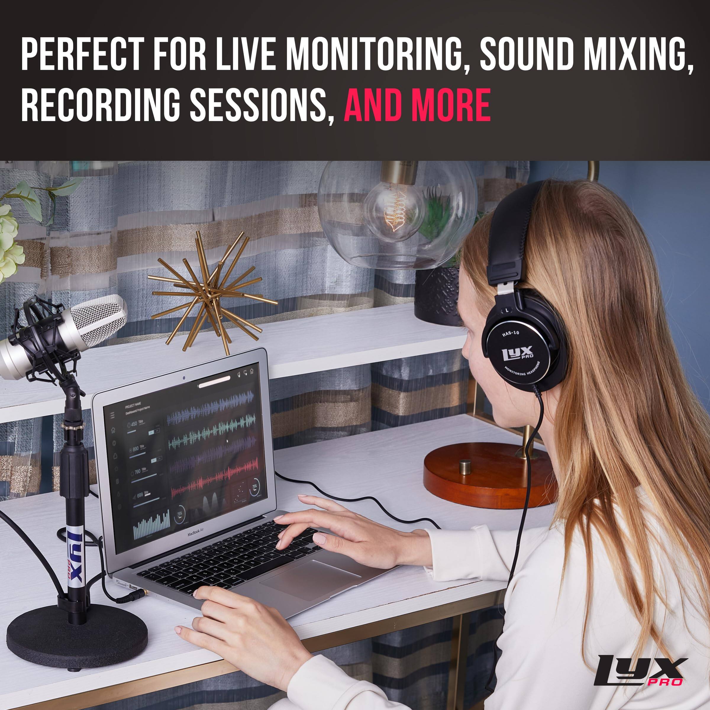 Lyxpro HAS 10 Closed Back Over Ear Professional Studio Headphones