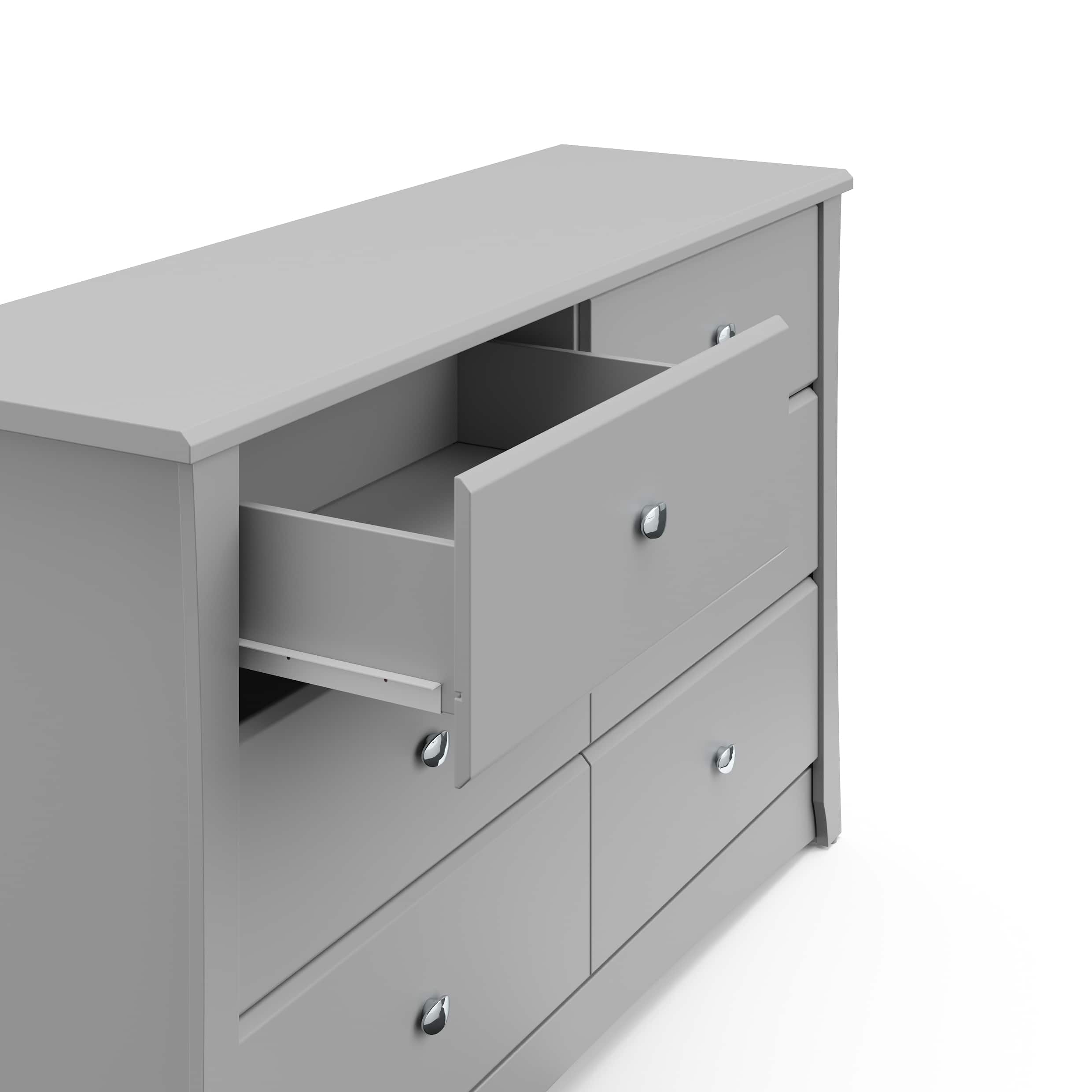 Alt View 12. Storkcraft - Crescent 6-Drawer Double Dresser - Pebble Gray.