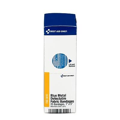FIRST AID ONLY

Blue Metal Detectable Fabric Bandages
25 Bandages, 1" x 3"

ANSUGAZ308.1-2015

August 2009 - 2015