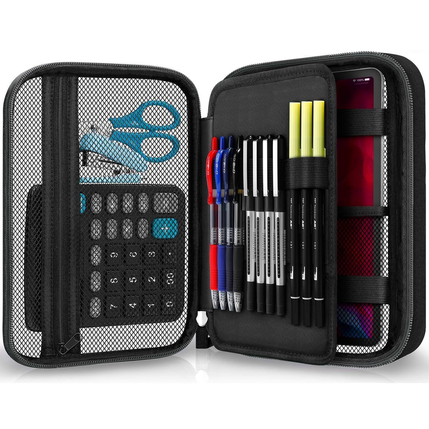 Paradigms Interiors - Big Capacity Storage Pouch Marker Pen Pencil Case Simple Stationery Bag Box Art Tool Sketch Boxes For Journal Middle - Black - Transparent PVC