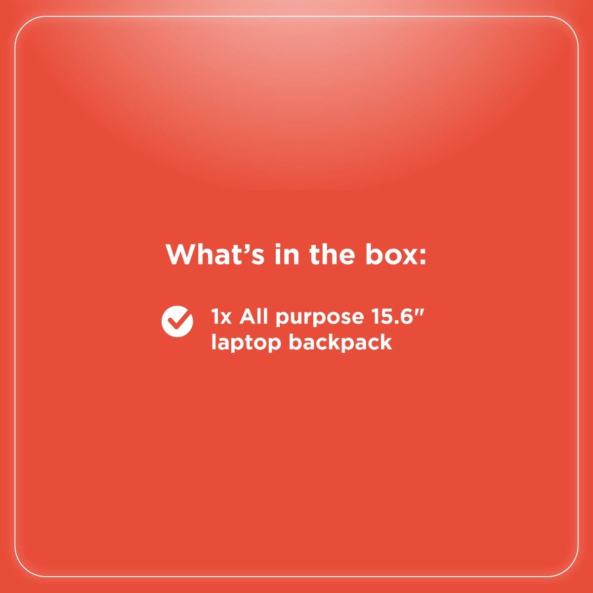 What's in the box:  
1x All purpose 15.6" laptop backpack