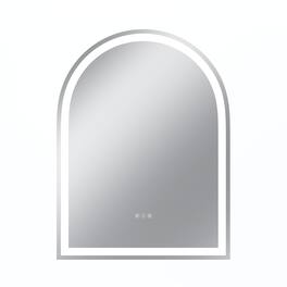 Boyel Living - 32 x 42 in Rectangle Aluminum Frame Arched Mirror with Front Light and Anti-Distortion Glass