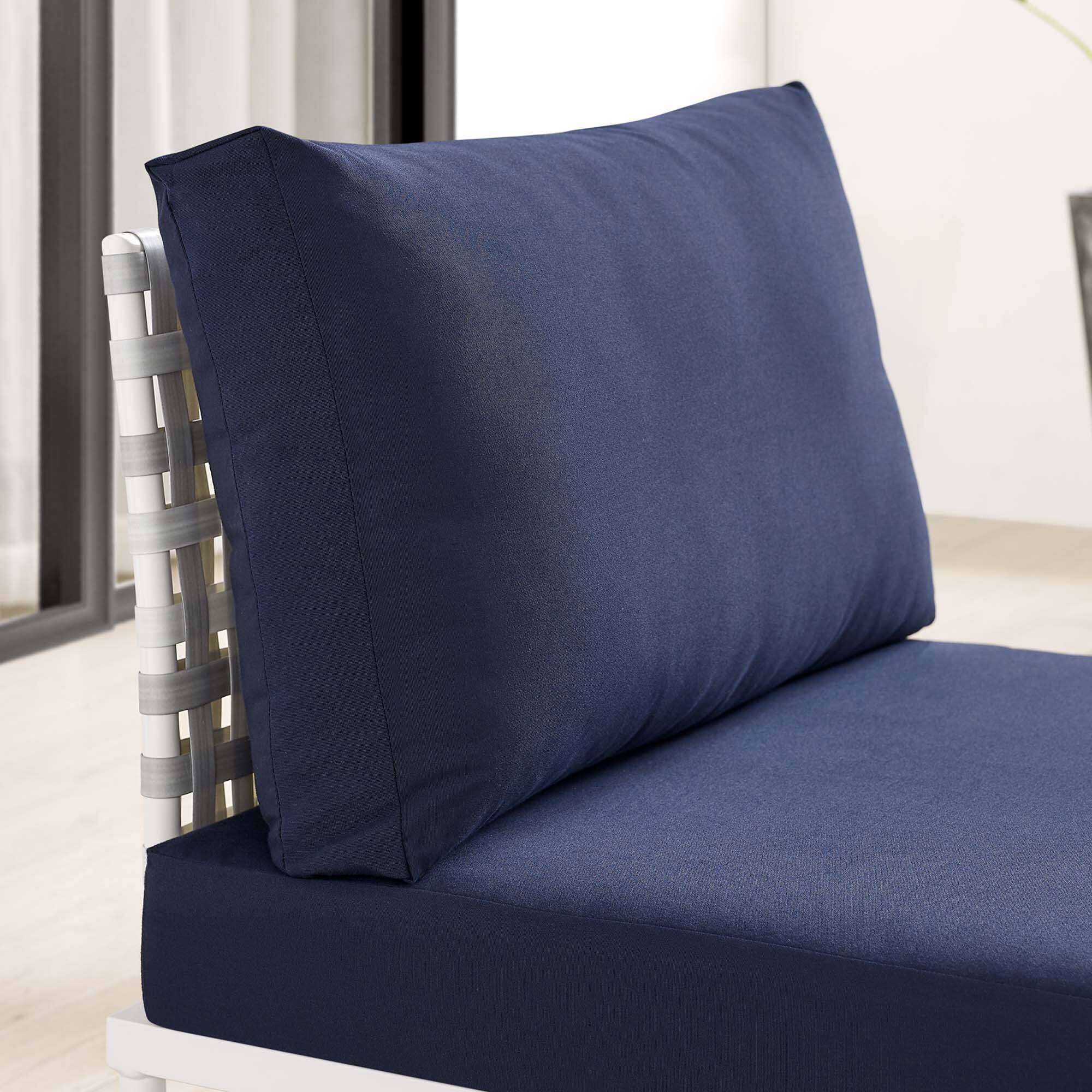 Back. Modway - Harmony Sunbrella® Basket Weave Outdoor Patio Aluminum Armless Chair by Modway - Taupe Navy.