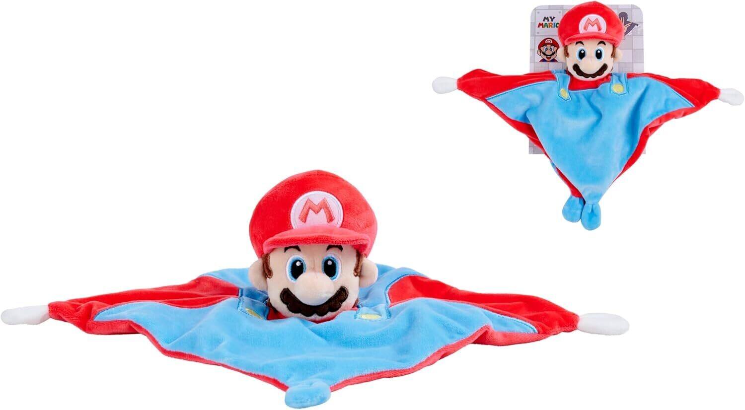 Alt View 2. Jada Toys - Super Mario - Baby Security Blanket with Rattle 10"x10" Plush with Soft Mario Head for Infants   - COLLECTIBLES - Multicolor.