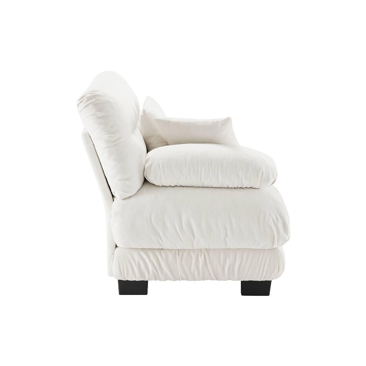 Left. Ropilly - Ropilly White Chenille Armless Sofa Single Seat Modular Sofa Unit with Pillows - White.