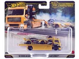 Fleet Street Flatbed Yellow with Graphics & 2020 Toyota GR Supra #15 Yellow with Black Graphics Model Cars by Hot Wheels